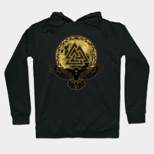 Viking Raven, Moon and Valknut Symbol Hoodie